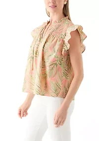 Petite Flutter Sleeve Printed Top
