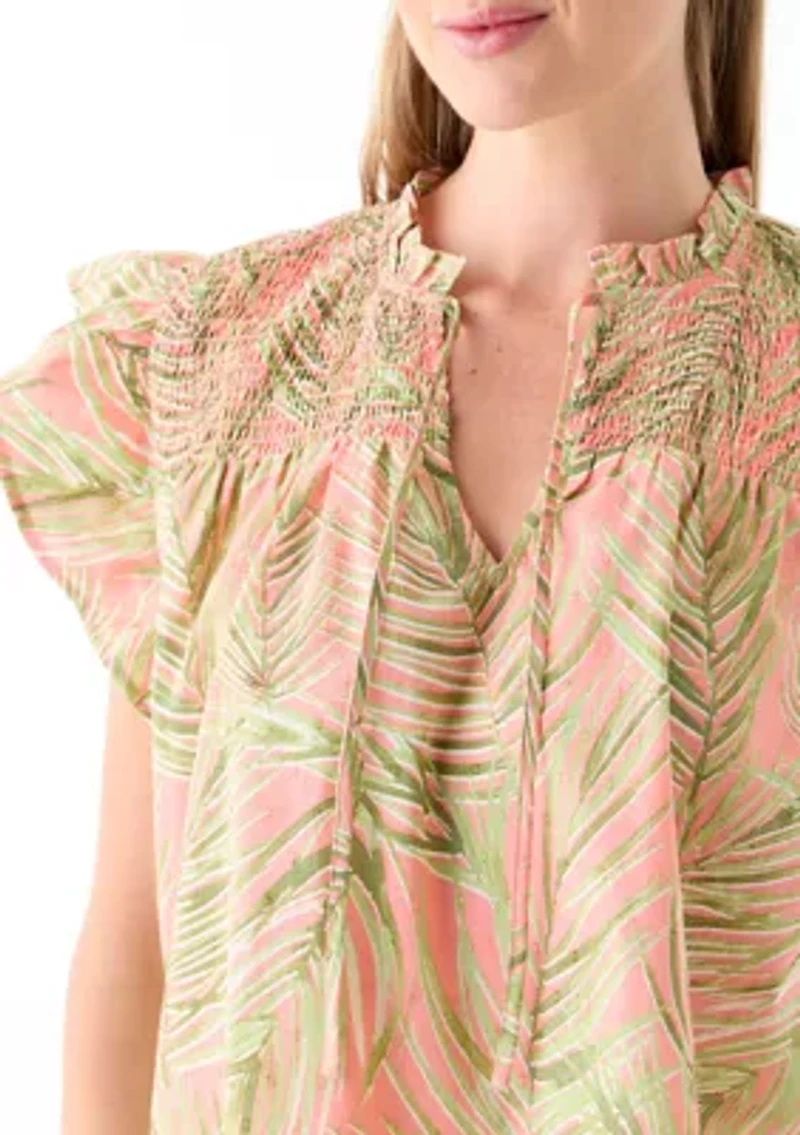 Petite Flutter Sleeve Printed Top
