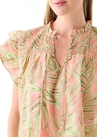 Petite Flutter Sleeve Printed Top