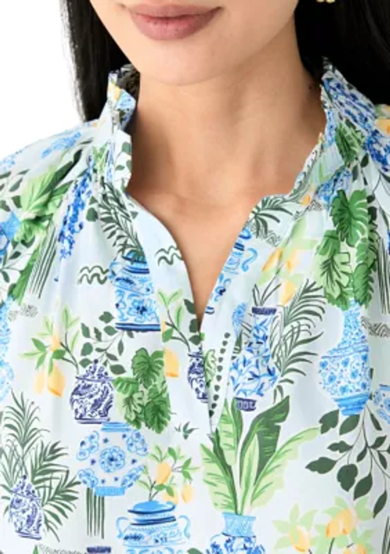 Petite Flutter Sleeve Peasant Top