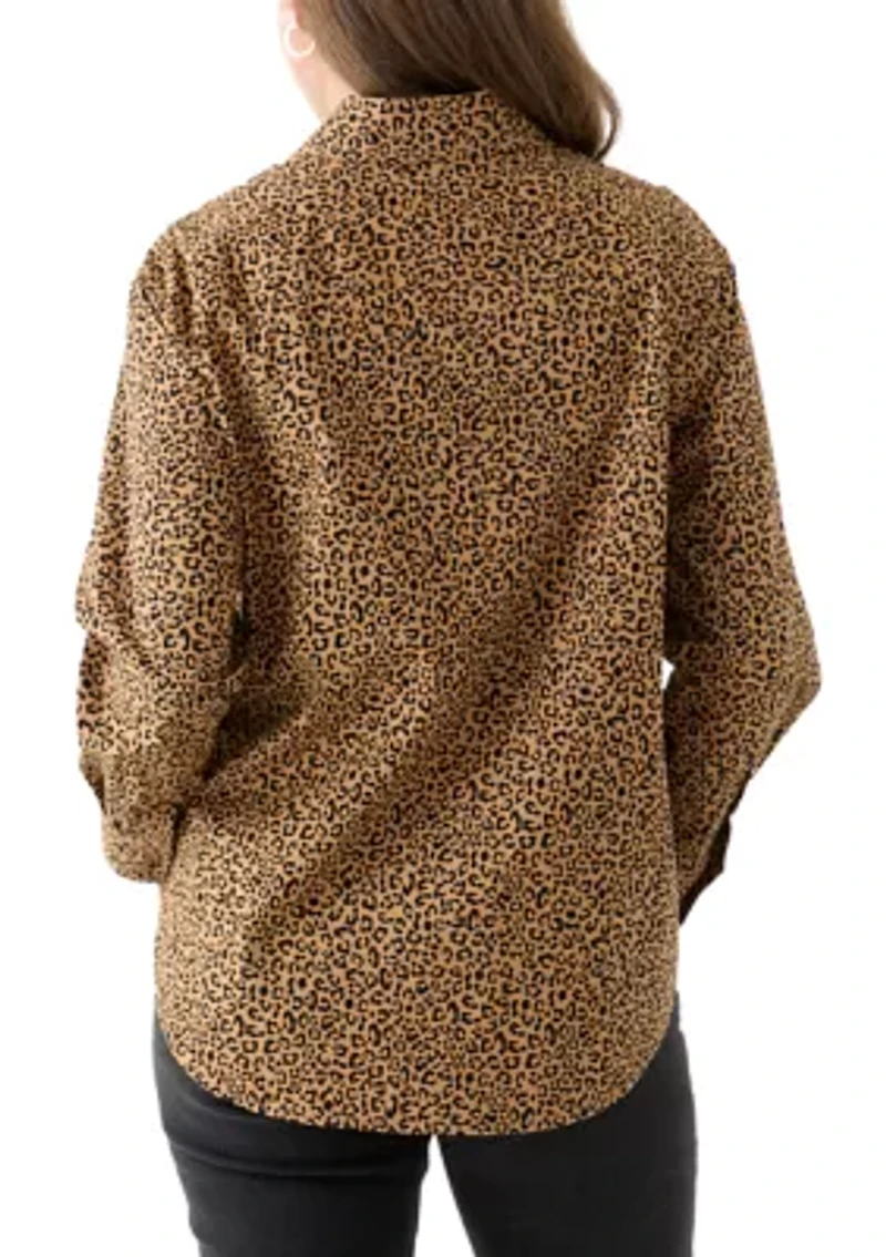 Petite Printed Boyfriend Shirt