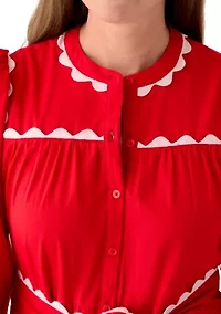 Petite Long Sleeve Scallop Trim Shirt Dress
