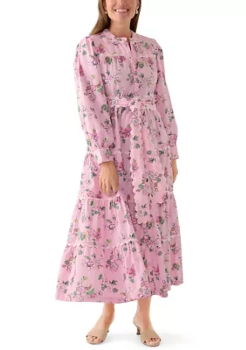 Petite Scallop Trim Shirtdress