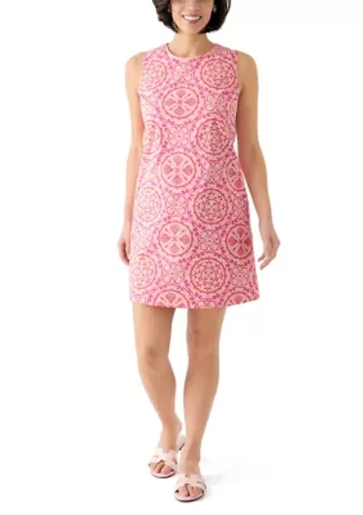 Petite Sleeveless Printed Straight Dress