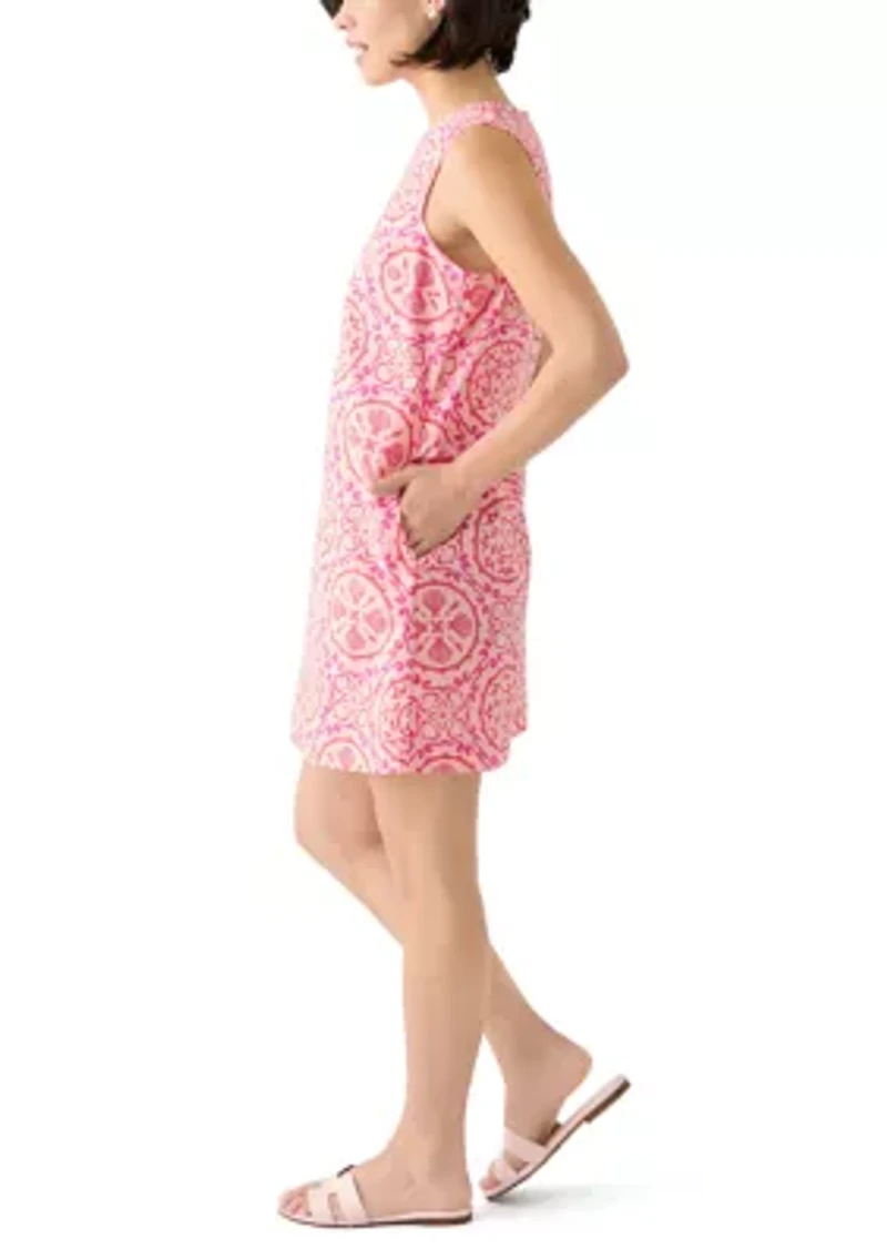 Petite Sleeveless Printed Straight Dress