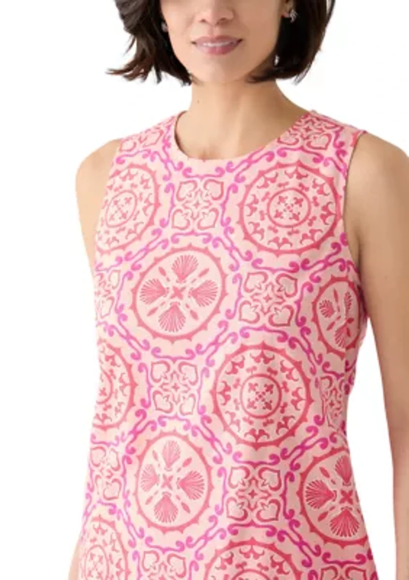 Petite Sleeveless Printed Straight Dress