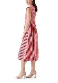 Petite Sleeveless Smocked Midi Dress
