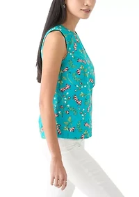 Petite Sleeveless Printed A-Line Top