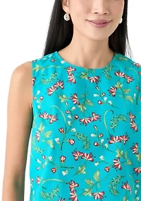 Petite Sleeveless Printed A-Line Top
