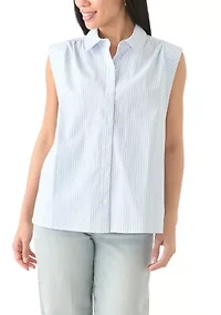 Petite Sleeveless Button Down Shirt