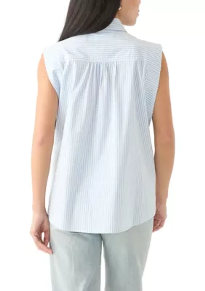 Petite Sleeveless Button Down Shirt
