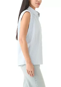 Petite Sleeveless Button Down Shirt