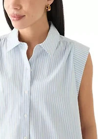 Petite Sleeveless Button Down Shirt