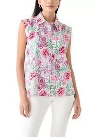 Petite Sleeveless Button Down Shirt