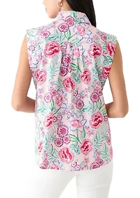 Petite Sleeveless Button Down Shirt