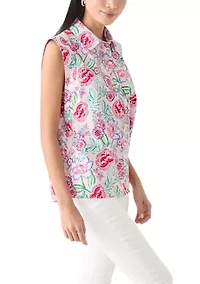 Petite Sleeveless Button Down Shirt