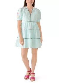 Petite Embroidered Tiered Mini Dress