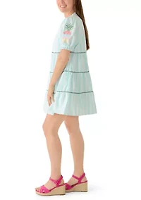 Petite Embroidered Tiered Mini Dress