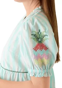 Petite Embroidered Tiered Mini Dress