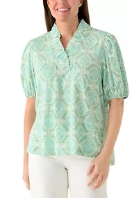 Petite Ruffle Neck Top