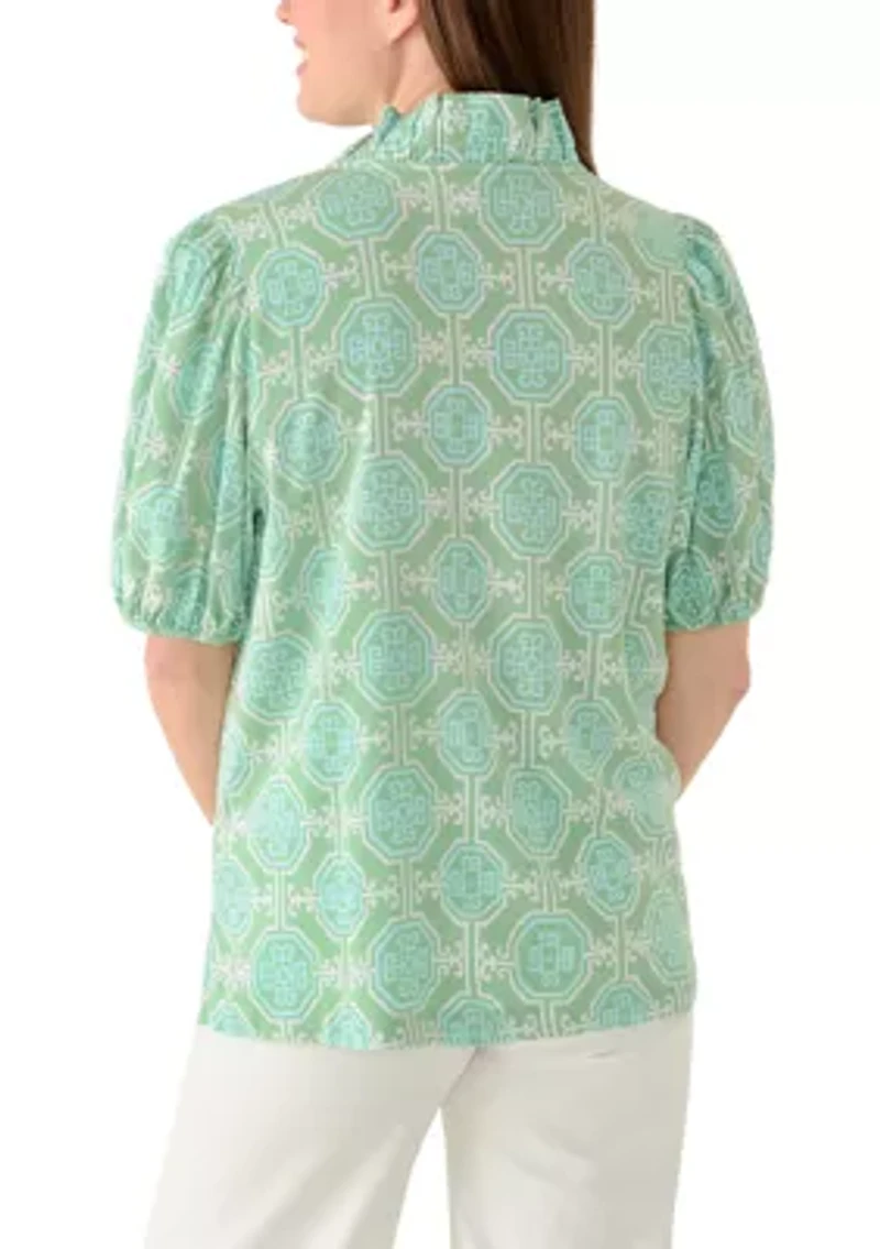 Petite Ruffle Neck Top