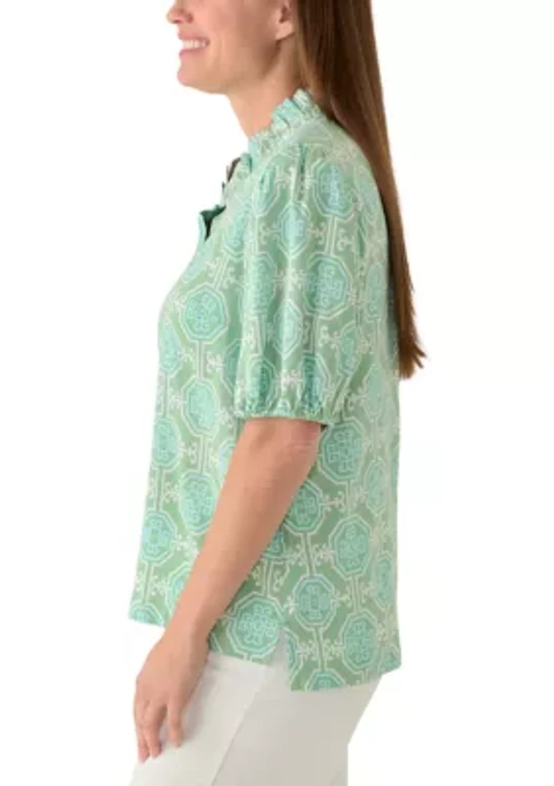 Petite Ruffle Neck Top