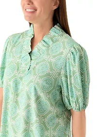 Petite Ruffle Neck Top