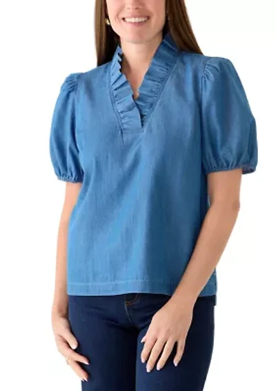 Petite Ruffle Neck Shirt