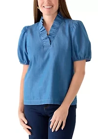 Petite Ruffle Neck Shirt