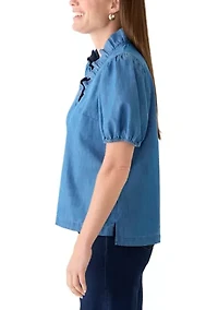 Petite Ruffle Neck Shirt