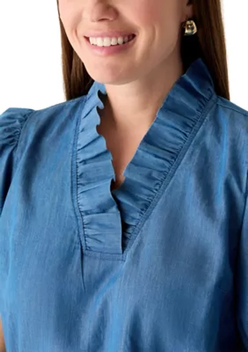 Petite Ruffle Neck Shirt