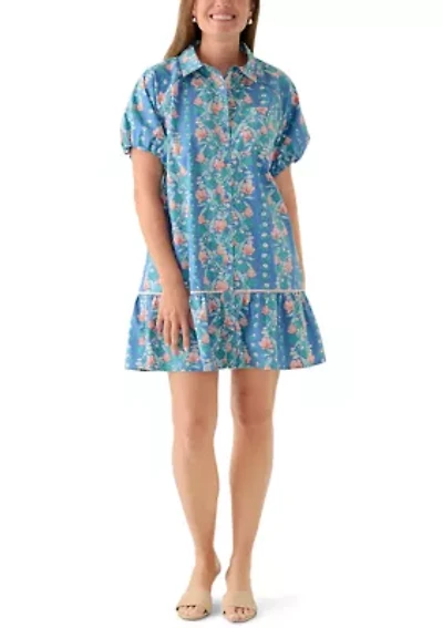 Petite Short Sleeve Flounce Shirt Dress