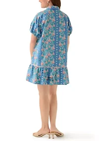 Petite Short Sleeve Flounce Shirt Dress