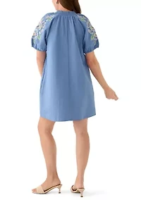 Petite Short Sleeve Textured Mini Dress