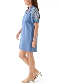 Petite Short Sleeve Textured Mini Dress