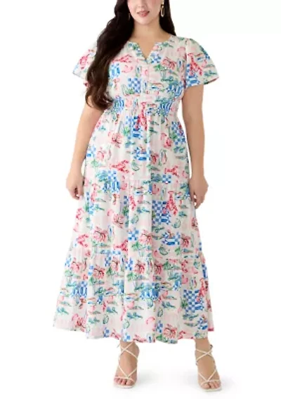 Petite Short Sleeve Waisted Midi Dress