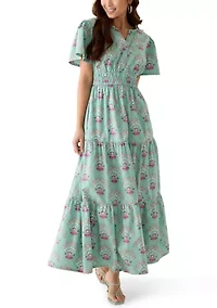 Petite Short Sleeve Waisted Midi Dress