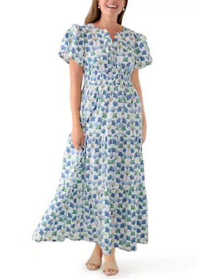 Petite Short Sleeve Waisted Midi Dress