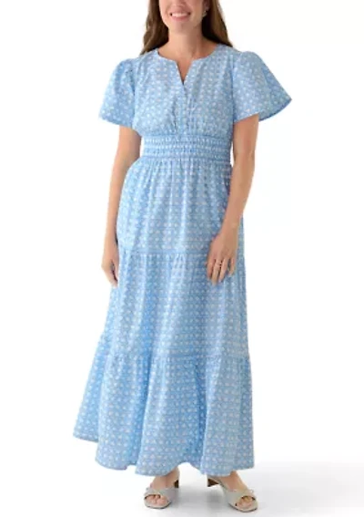 Petite Short Sleeve Waisted Midi Dress