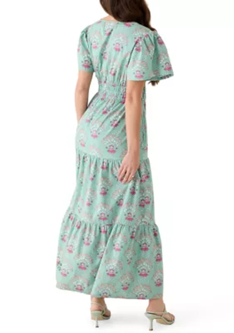 Petite Short Sleeve Waisted Midi Dress