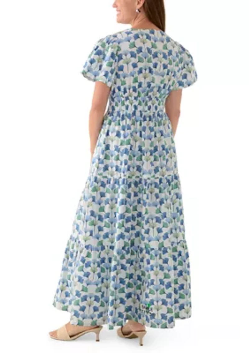 Petite Short Sleeve Waisted Midi Dress