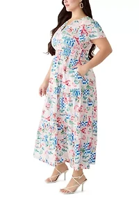 Petite Short Sleeve Waisted Midi Dress