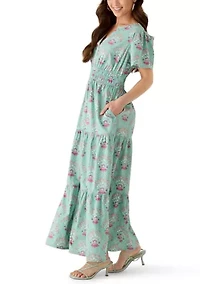 Petite Short Sleeve Waisted Midi Dress