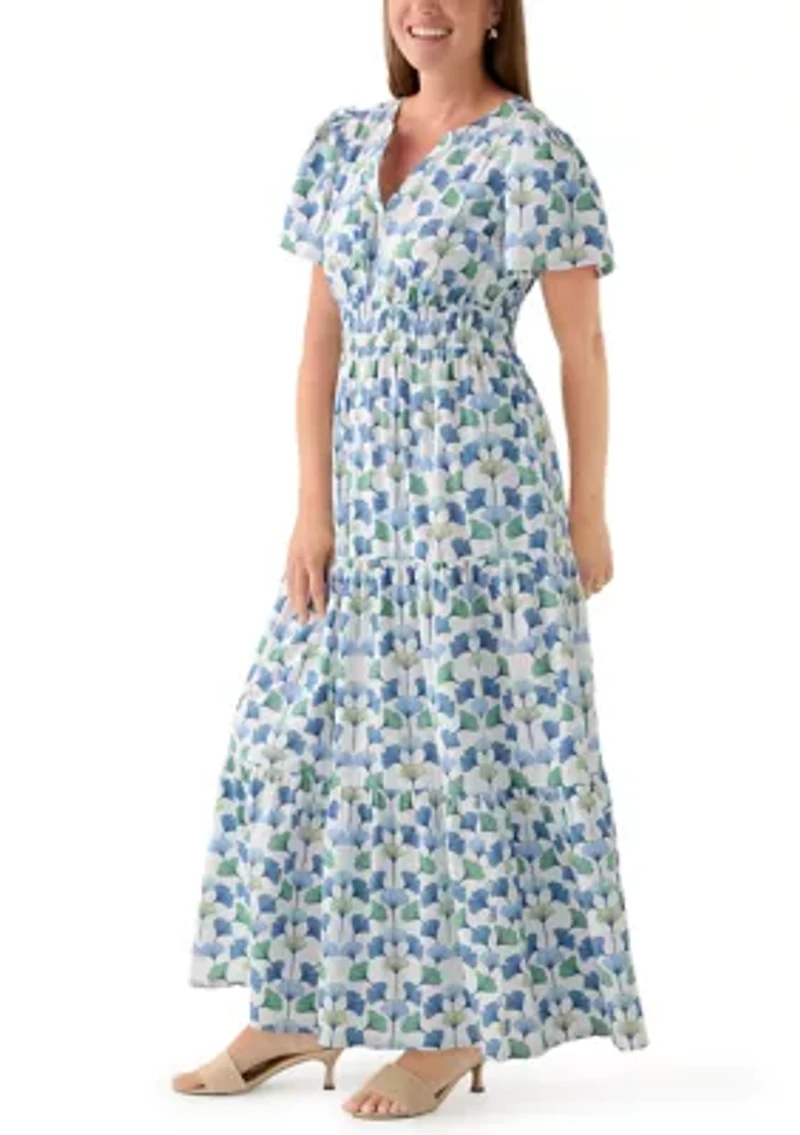 Petite Short Sleeve Waisted Midi Dress