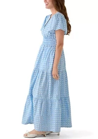 Petite Short Sleeve Waisted Midi Dress