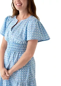 Petite Short Sleeve Waisted Midi Dress