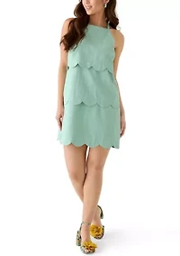 Petite Sleeveless Scallop Tiered Mini Dress