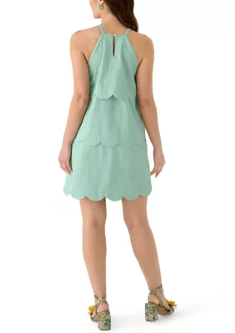 Petite Sleeveless Scallop Tiered Mini Dress