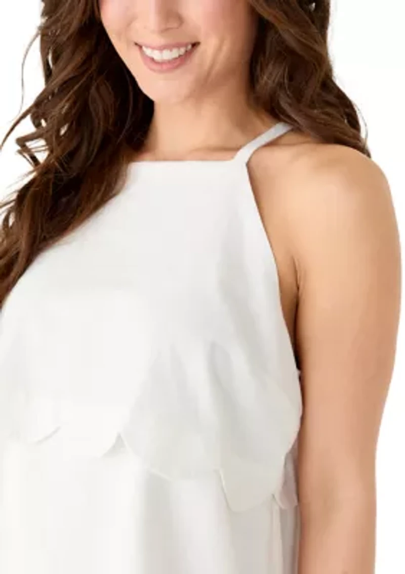 Petite Sleeveless Scallop Tiered Mini Dress