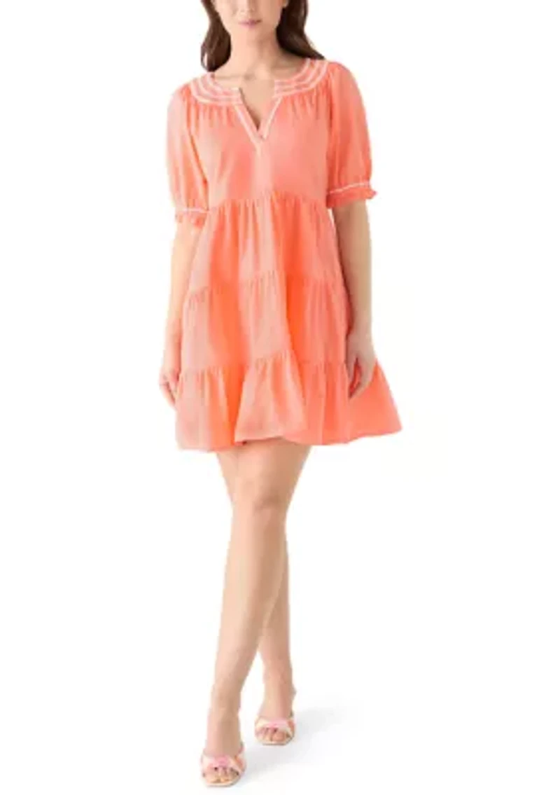 Petite Short Sleeve Peasant Dress